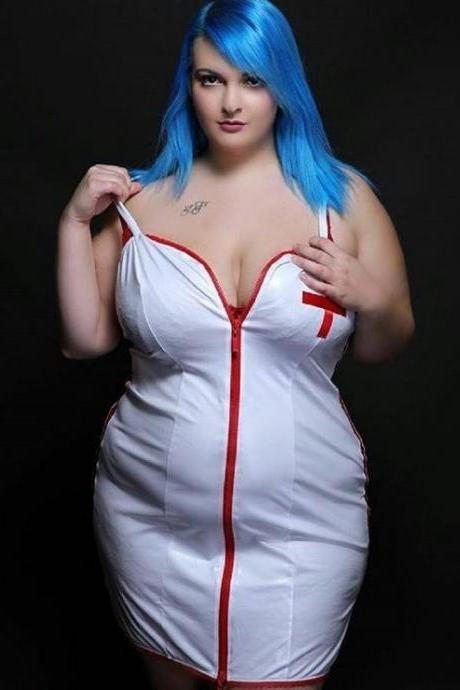 sexy erotic lingerie nurse costume plus size clubwear 1X 2X 3X 4X EU 38 - 56 UK 12 - 28